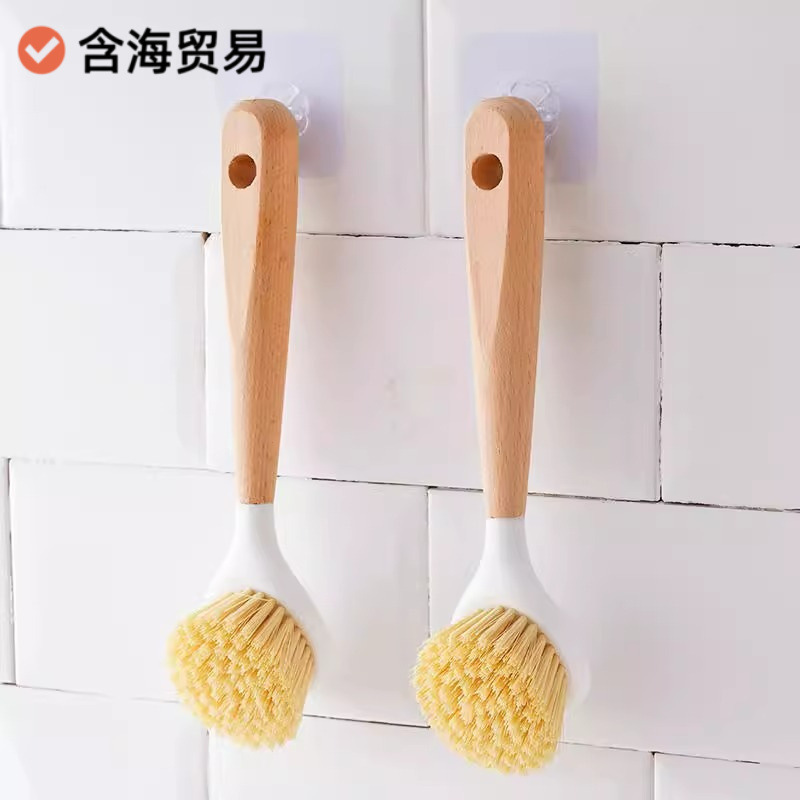 鍋ブラシ、キッチン専用長柄鍋洗いブラシ、鍋洗い加工品、鍋を傷めず油汚れを落とす、食器洗いブラシ、木柄ブラシ|undefined