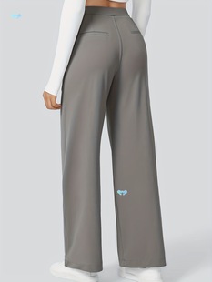 Women's Wide Leg Straight Leg Pants Side Pocket High Elastic