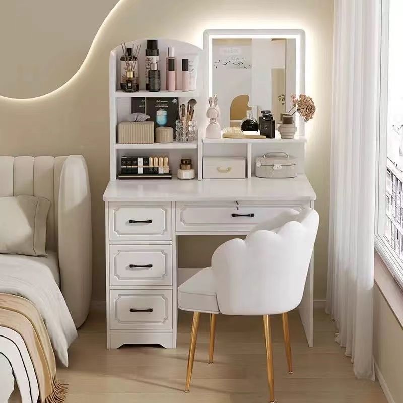 Cream Style Dressing Table Bedroom Modern Simple Small Apartment Dressing Table Bedside Storage Cupboard Mirror Desk Integrated