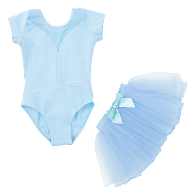 Ropa de baile para niños ropa de rendimiento ropa de práctica de baile de malla de manga corta de verano Ropa de Ballet para niñas traje