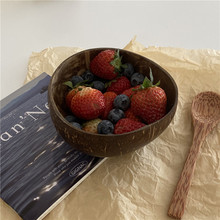 小众创意款椰子碗椰子勺酸奶沙拉碗ins风博主同款水果碗大肚碗