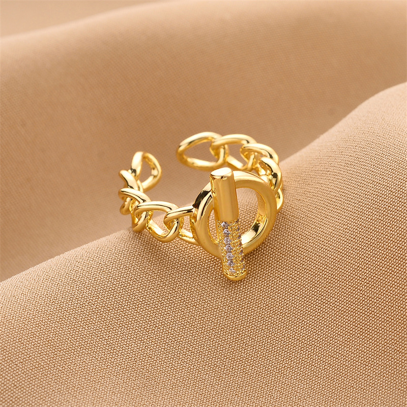 Fashion Geometric Copper Plating Zircon Open Ring 1 Piece