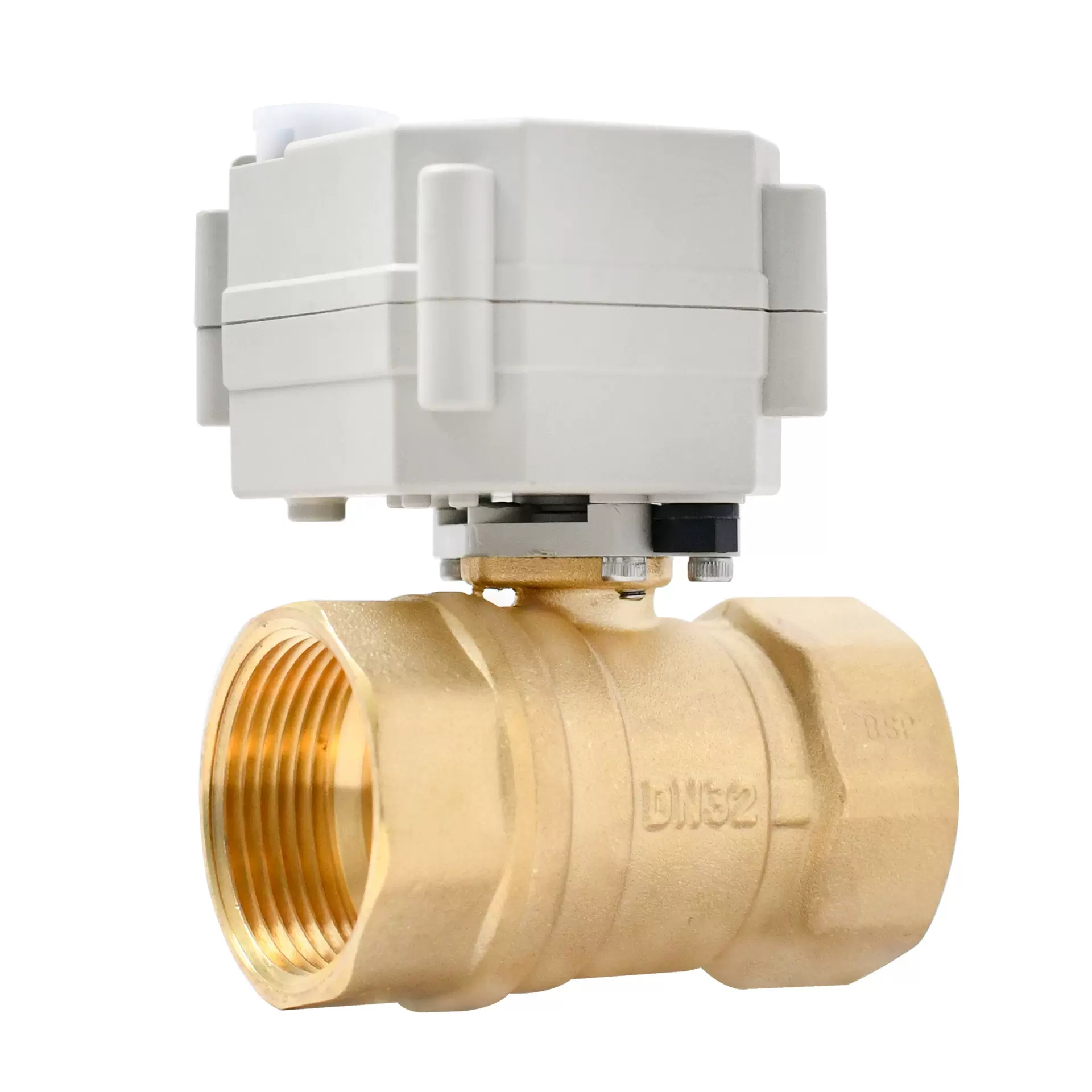 1 1/4寸微型电动球阀手自一体黄铜电动两通铜球阀DN32