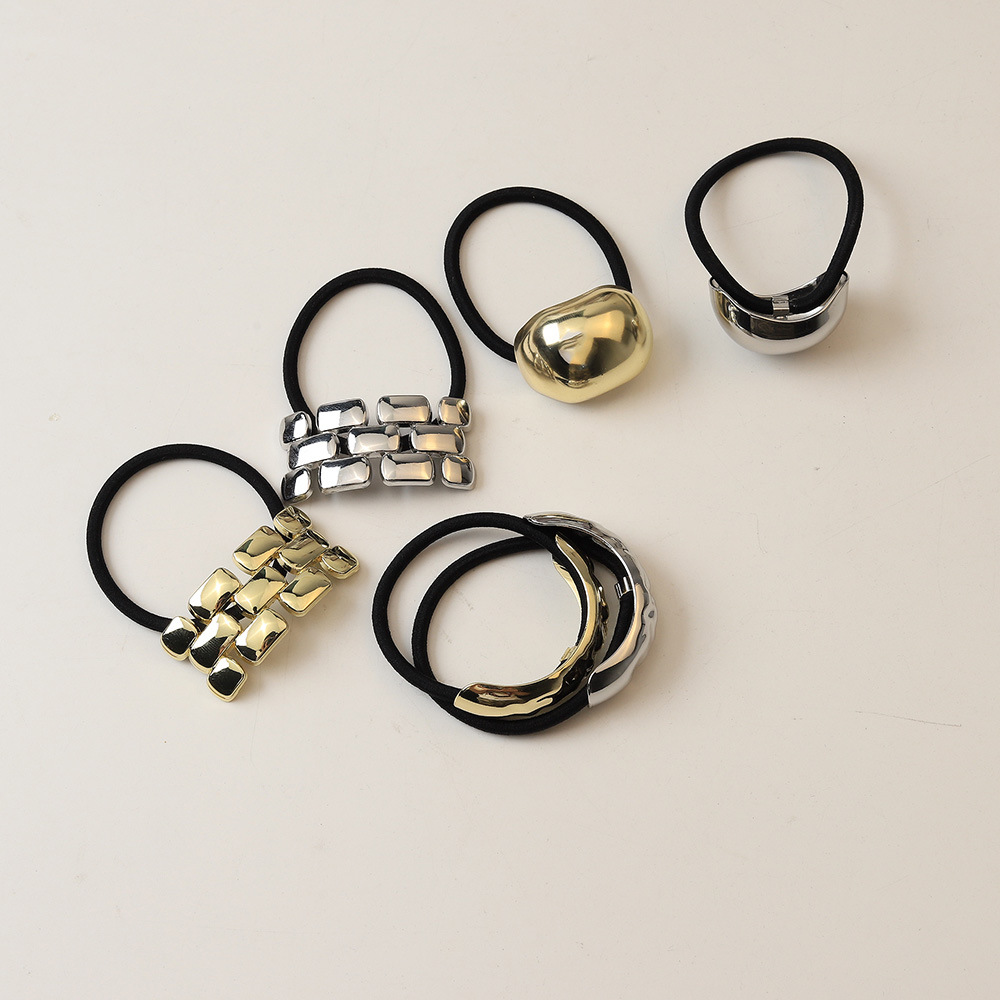 11g Weight Hair Tie Hair Accessories Type 1 Piece Quantity Holiday, Daily Occasion Alloy Material Color Block Pattern Women's Gender Simple Style Style Women's Simple Style Color Block Alloy Hair Tie 6