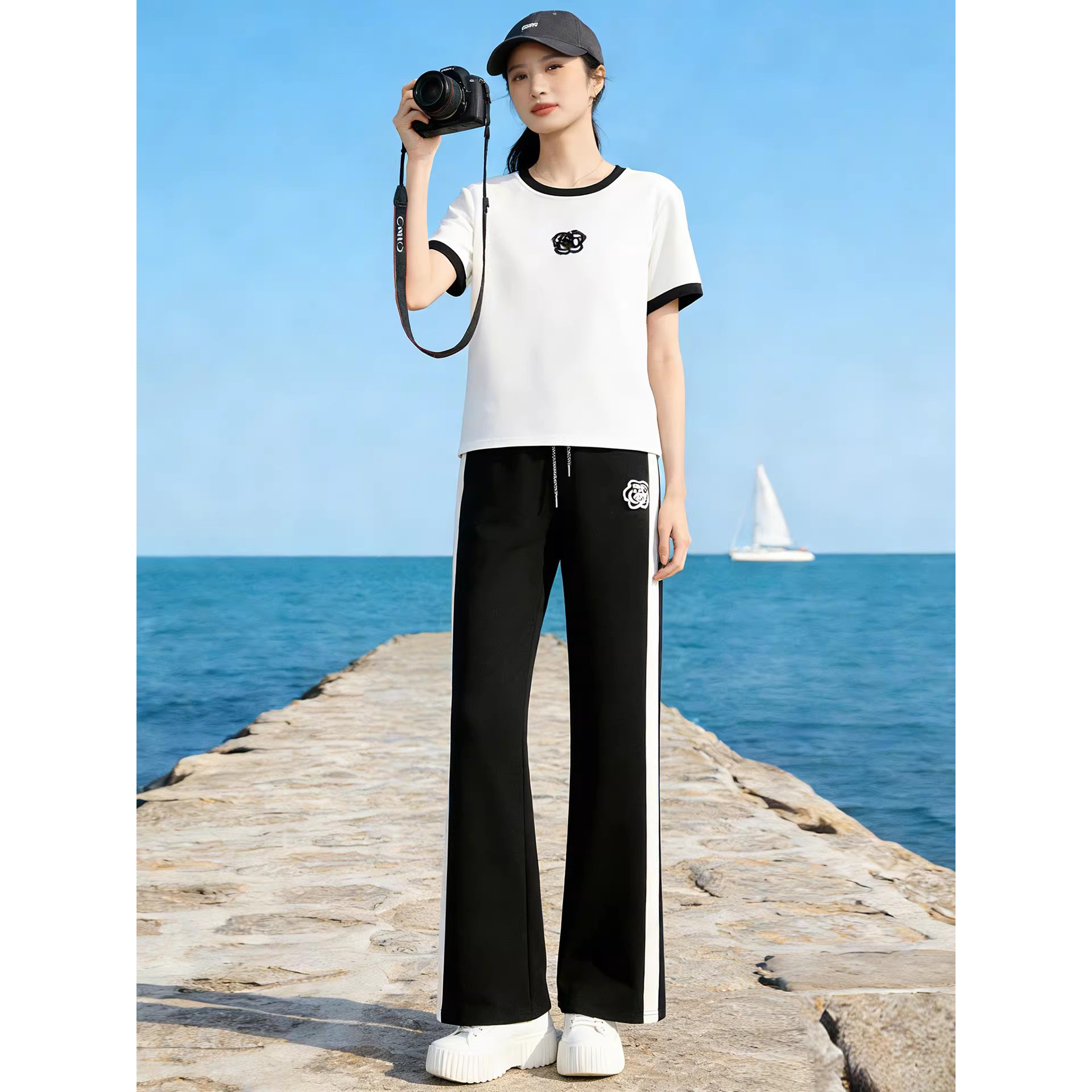 Women's Clothing Camellia Themed Petite Women's Two Piece Set Slimming Sporty Casual Summer Outfit Inspired Sophisticated_ecoleips.com