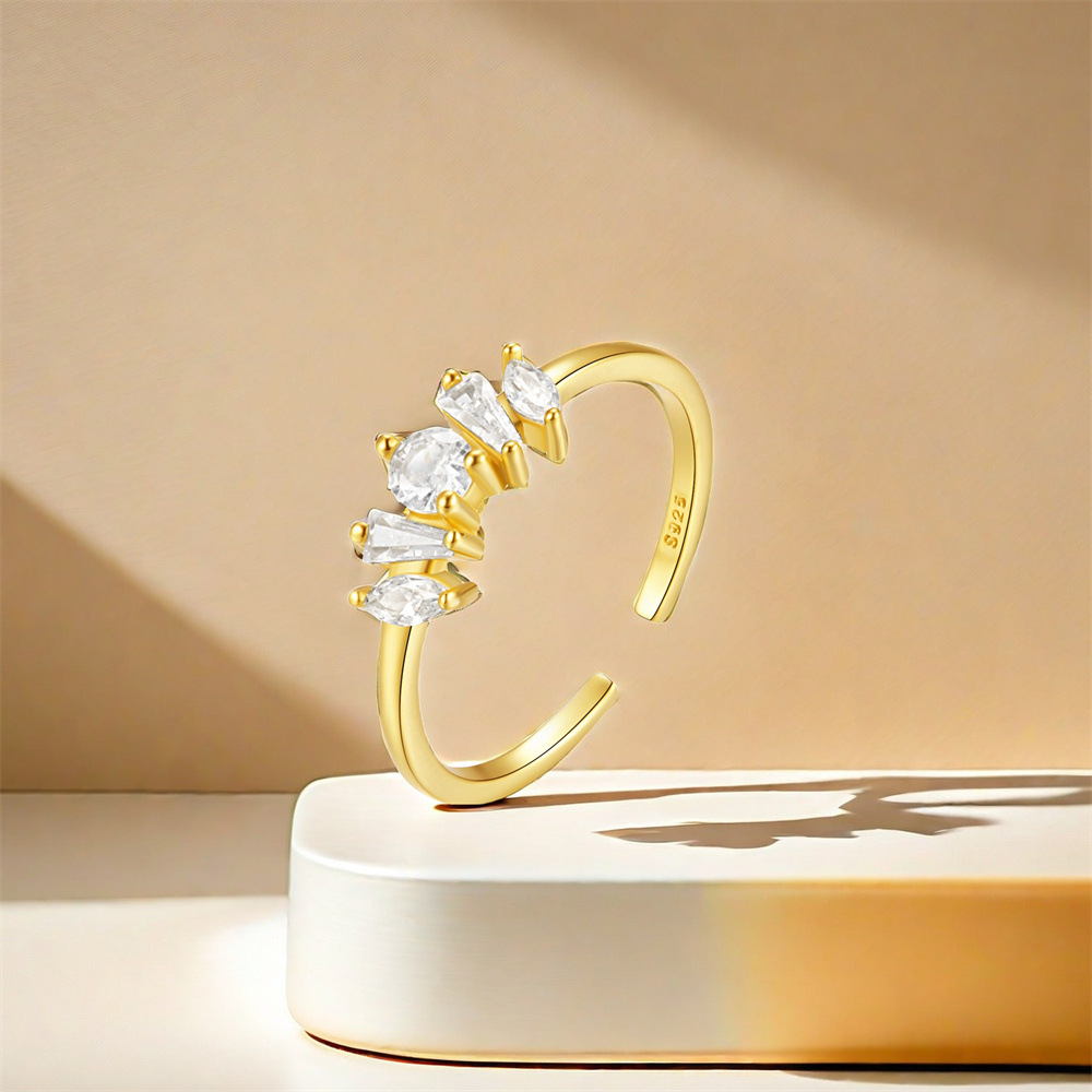 3g Weight Open Rings Classification 1 Piece Quantity Casual Occasion 925 Sterling Silver Material Geometric Pattern Women's Gender Plating Design Sweet Style 925 Sterling Silver Geometric Open Rings 13