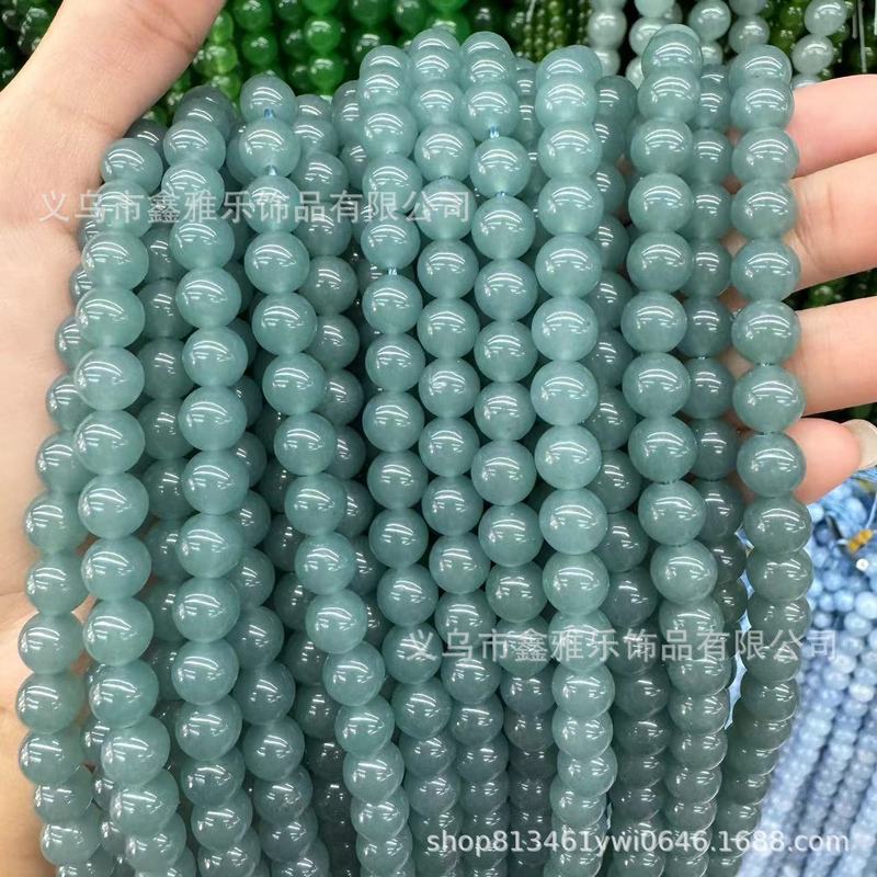 直销高仿晴水和田玉髓散珠蓝水圆珠碧玉串珠diy饰品配件|undefined