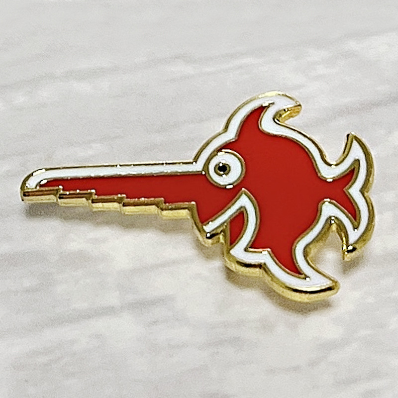 German Submarine Red Smiling Swordfish Brooch Metal Badge Badge Badge