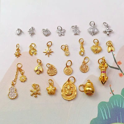 DIY Accessories S925 Silver Gold-Plated Small Drop Necklace Pendant Bracelet Charm Bead Spacer Loose Beads Jewelry Materials