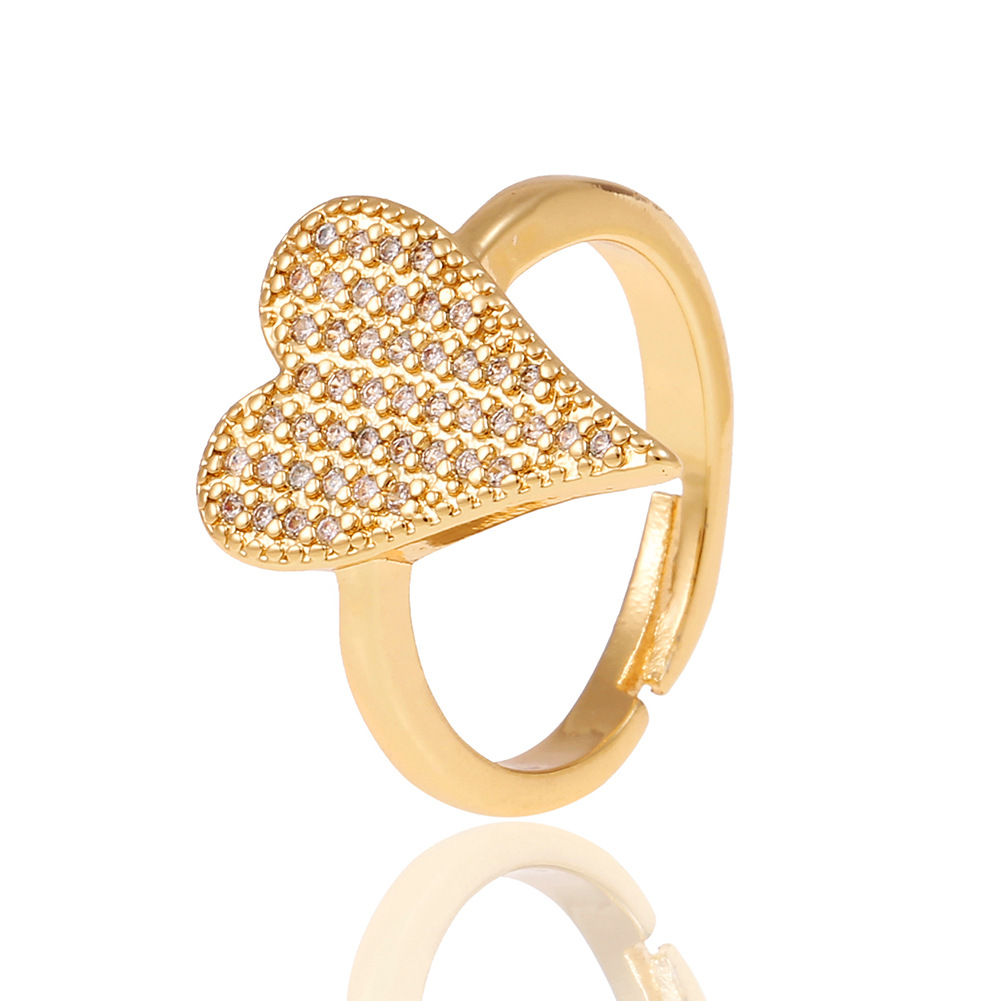 womenu0027s jewelry heart-shaped diamond open adjustable copper ring