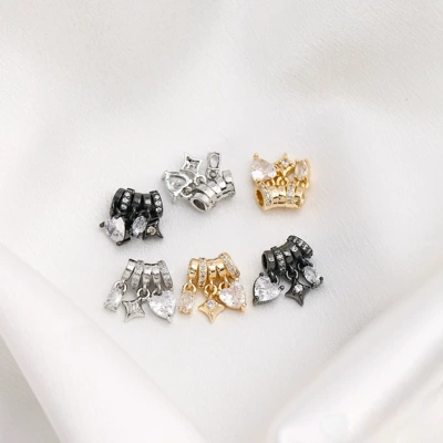 14K Gold-Plated Zircon Star Heart Spacer Beads Handmade DIY Crystal Bracelet Necklace Beaded DIY Jewelry Accessories