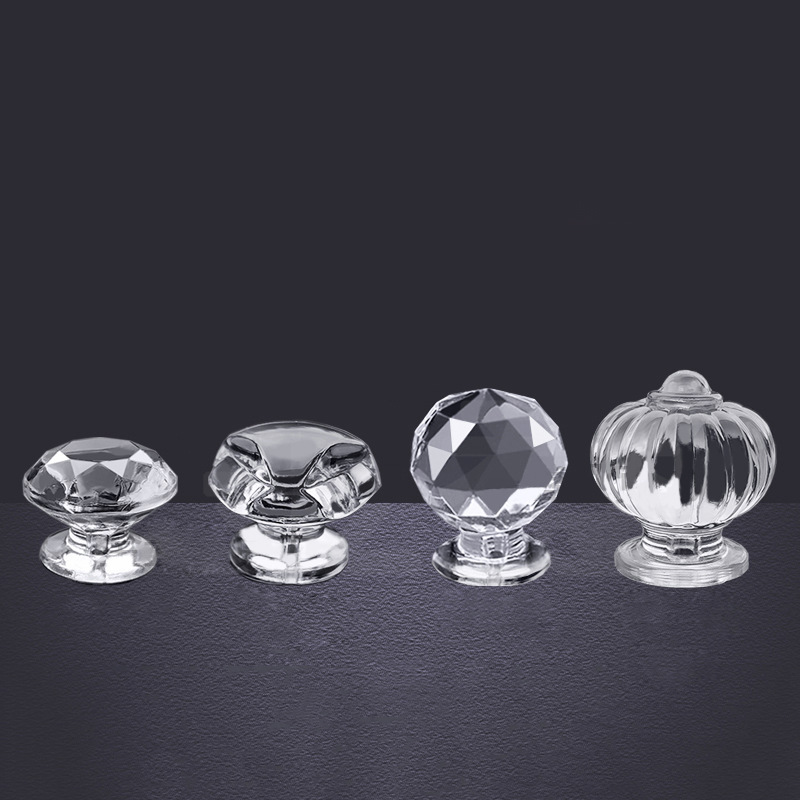 Acrylic Transparent DIY Storage Cabinet Door Crystal Handle Spherical Handle Crown Diamond Decorative Handle Wholesale