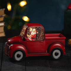 クロスボーダー赤い車雪トラッククリスマス置物クリエイティブ装飾品レトロオルゴールオルゴールクリスタルボール
