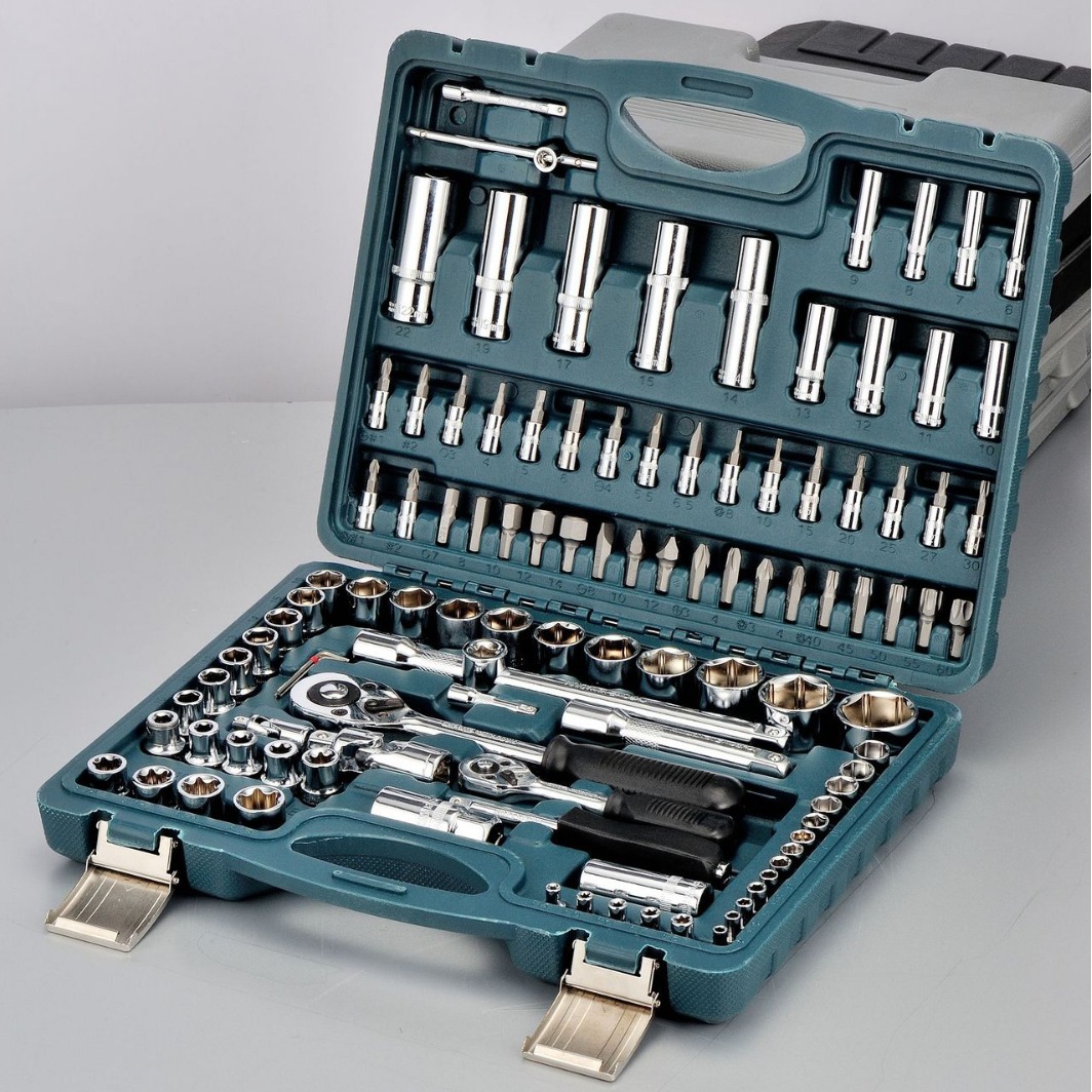 厂家直销108件套五金工具套筒棘轮扳手接杆组合套装修车工具