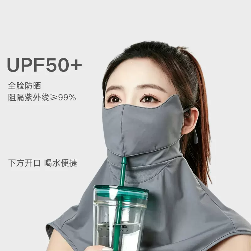防晒面罩脖套夏季电动骑行冰丝防紫外线男女护颈遮脸透气挂耳脸罩