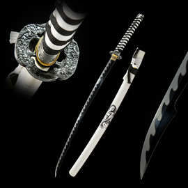 外贸批发手工一体长刀日本刀龙泉冷兵器刀剑东洋黑色katana未开刃