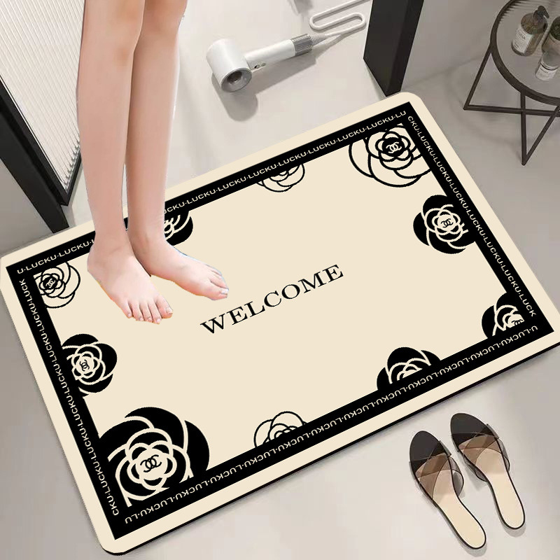 Bathroom Floor Mat, Diatomaceous Earth Foot Mat, Bathroom Entrance Mat, Small Fragrant Style, Water-Absorbent, Quick-Drying, Non-Slip, Easy to Maintain