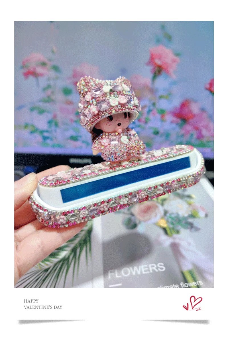 Car temporary parking number plate, car parking sign ornament, diamond-encrusted, popular style for girls