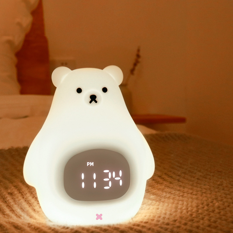 Genius Lang クロスボーダー特別供給ソース工場ビッグホワイトベア睡眠時限シリコーンナイトライト目覚まし時計給餌カラフルなライト|undefined