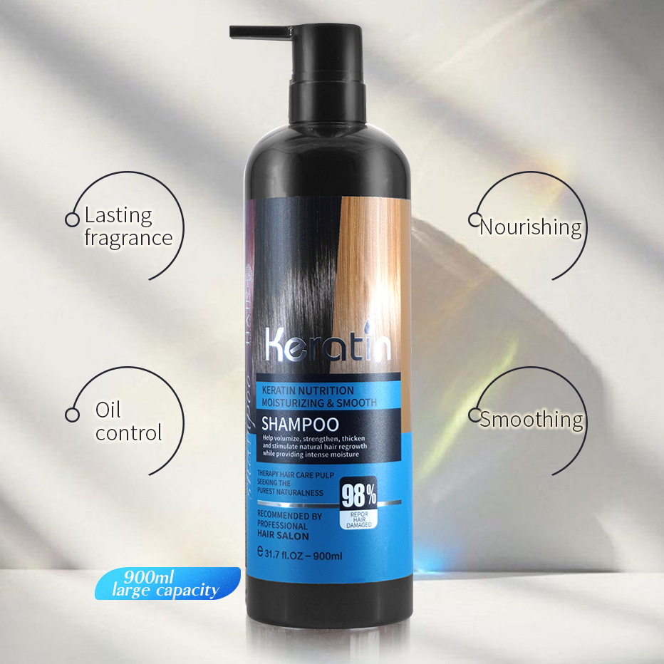 Transfronterizo Keratin Champú y acondicionador de queratina Mascarilla para el cabello Reparación suave y seca y dañada Kit de lavado