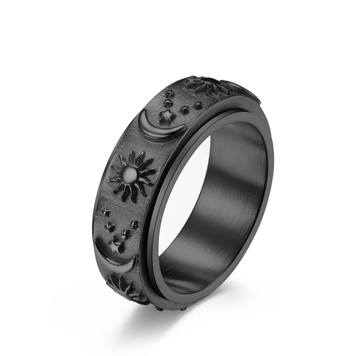 Amazon Star Moon Sun Titanium Steel Ring Ring Rotatable Bohemian Style Decompression Ring Hand Accessories