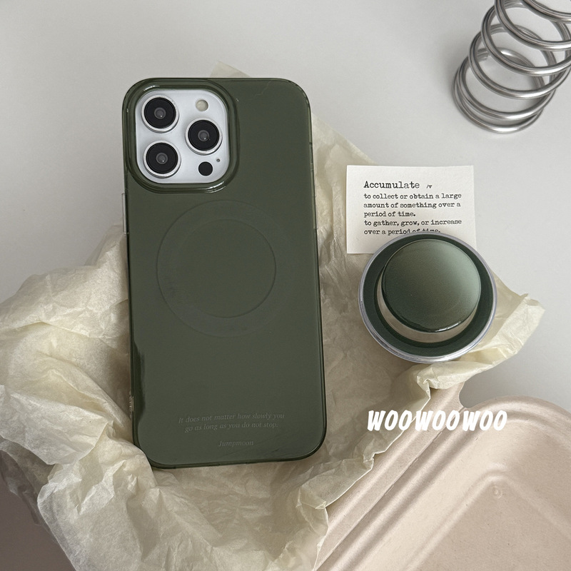 小众高级复古墨绿色适用iPhone16promax苹果15手机壳14磁吸支架13|undefined