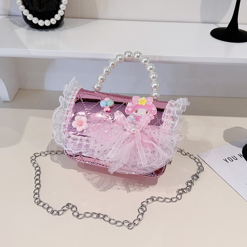 Bolsos infantiles, bolsos de moda princesa de perlas, bolsos de cambio de chicas lindas, bolsos de hombro de chicas