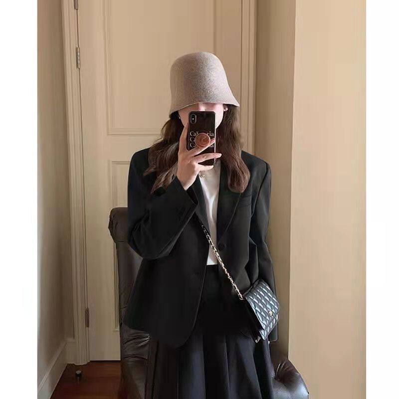 Áo blazer nữ kiểu ngắn dáng vest thanh lịch tay dài cổ vest một hàng hai nút — Màu mơ nhạt (bán trực tiếp tại nhà máy), Màu nâu (bán trực tiếp tại nhà máy), Màu xám đậm (bán trực tiếp tại nhà máy), Màu đen (bán trực tiếp tại nhà máy) chi tiết 20