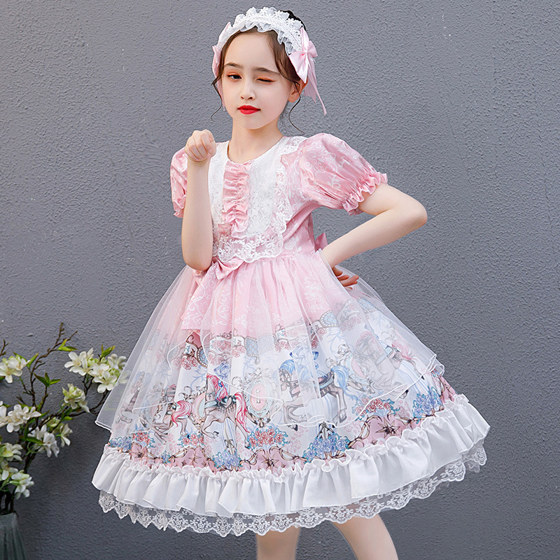 Girl's Dress Spring Purple Big Boy Lolita Princess Dress Spring Little Girl Lolita Dress Spring and Autumn
