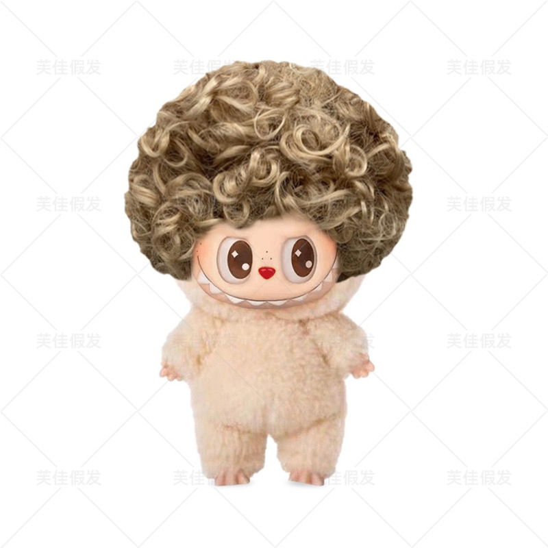 新しい人形ウィッグ黄色のカールショートヘアかわいいペンダント人形前髪ウィッグヘッドギアカール|undefined