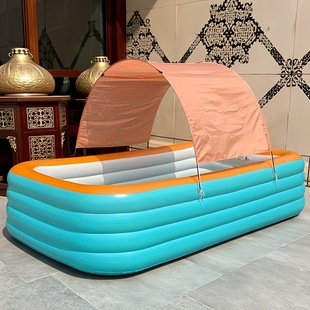 Cross-Border Dropshipping Thickened Inflatable Swimming Pool with Awning Household Bathtub Pool Children Adult Children's Paddling Pool