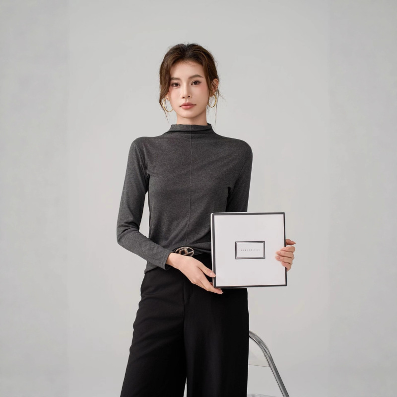 美雅碧精华蛋白打底衫女软糯亲肤长袖2025秋冬新款设计款百搭上衣|undefined
