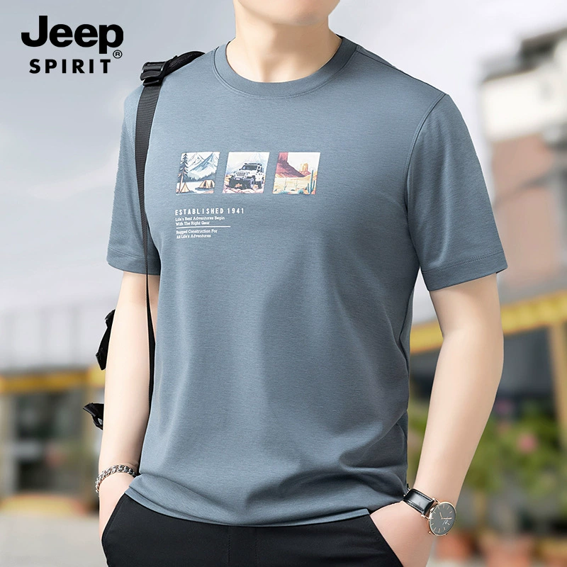 JEEP SPIRIT Легкая летняя футболка с коротким рукавом для отдыха, оверсайз