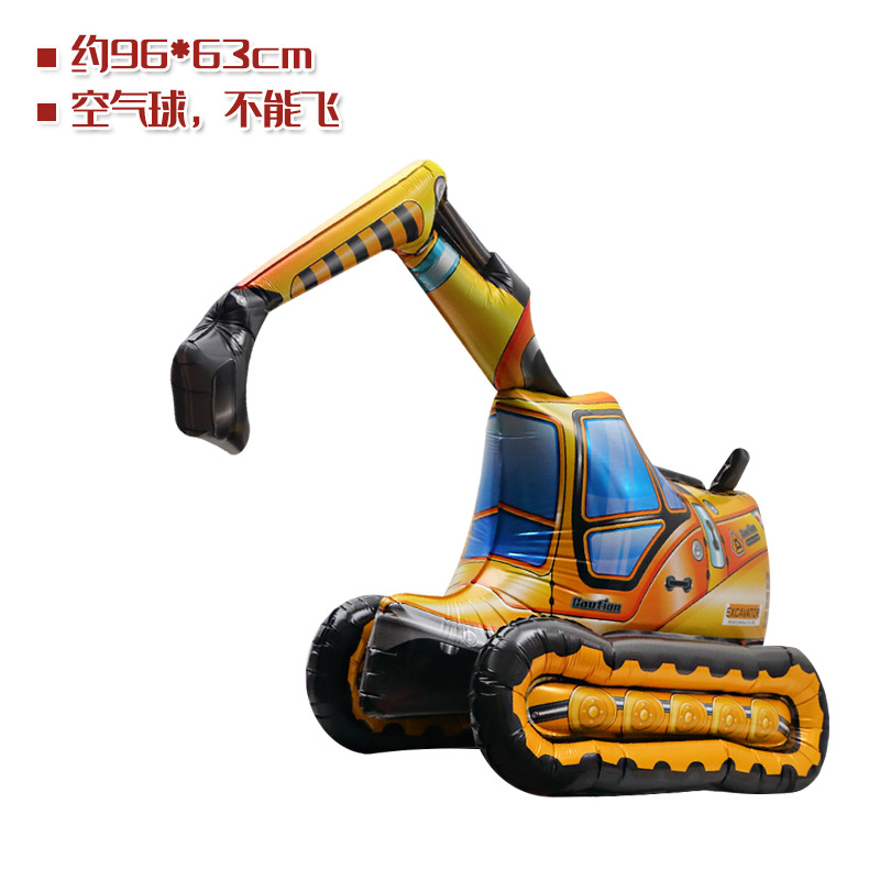 Fiesta de cumpleaños del niño globo tridimensional forma de coche de dibujos animados película de aluminio globo excavadora avión nave militar vehículo tanque