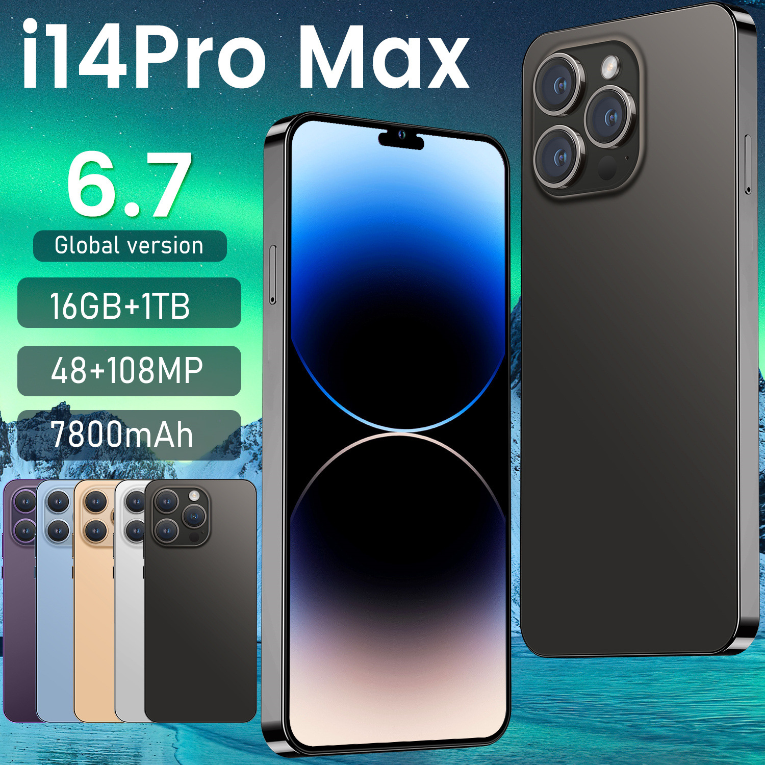 新款热销I14 Pro Max1+16跨境手机6.7寸安卓8.1智能手机现货