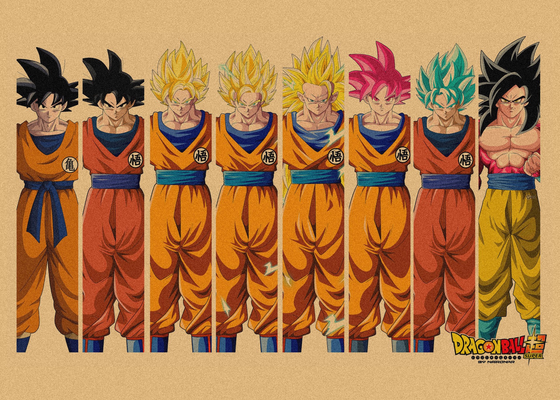 日本式アニメ七龍珠アラレ復古クラフト紙ポスター鳥山明装飾画孫悟空壁画316