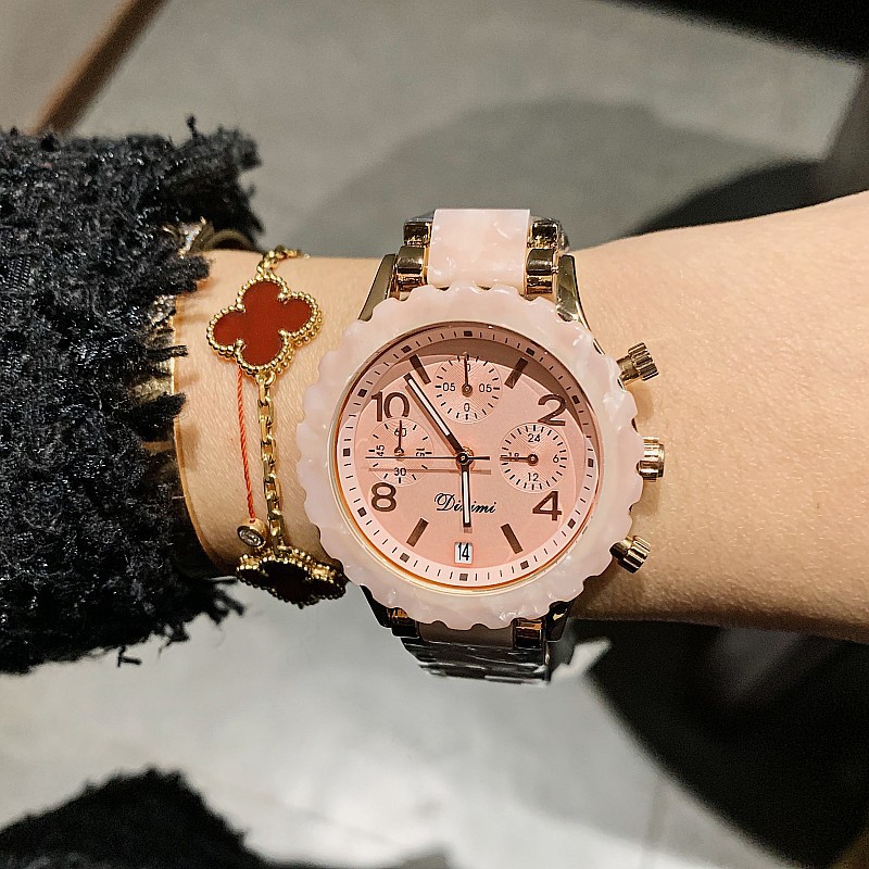 Timiny Modello in marmo colorato Cinturino per orologio alla moda Moda Internet Celebrity Digital Face Band Calendario Cinturino in acciaio Orologio da donna_voghion.com