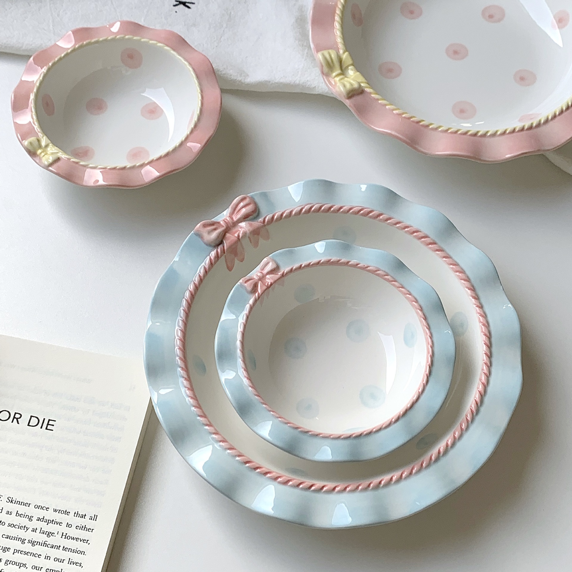 Home, Daily Occasion Cute Bow Knot Ceramics Plate Tableware 1 Piece