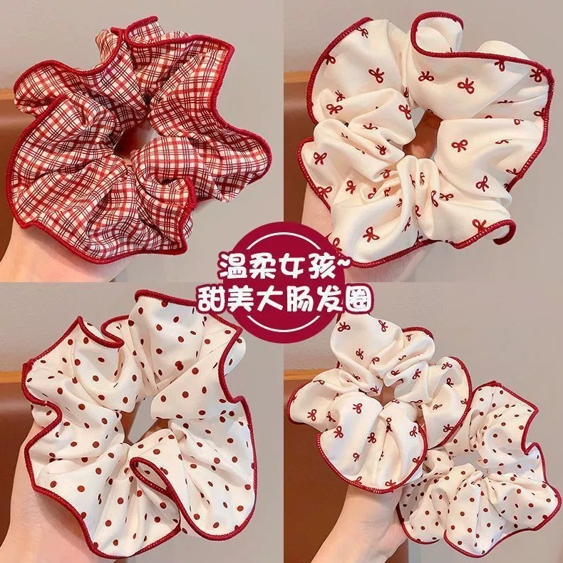 Red Sweet Polka Dot Bow Scrunchie for Ponytail and Bun Hairstyles, 2025 New Red Hair Accessory Red Sweet Polka Dot Bow Scrunchie for Ponytail and Bun Hairstyles, 2025 New Red Hair Accessory