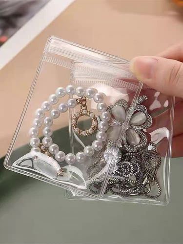Convenient PVC Jewelry Storage Bag, Decorative Anti-Oxidation Earrings Necklace Bracelet Dustproof Bag, Thick Transparent Sealed Bag