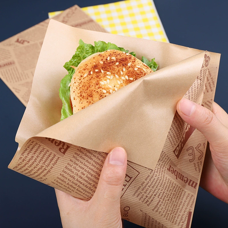 Oil-proof triangular bag, food-grade hand pancake, pancake, burger paper bag, commercial sandwich wrapping paper, kraft paper