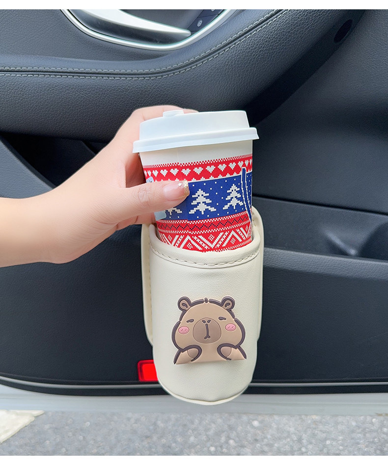 New cartoon car door cup holder, car storage organizer, portable large-capacity drink holder for electric vehicles