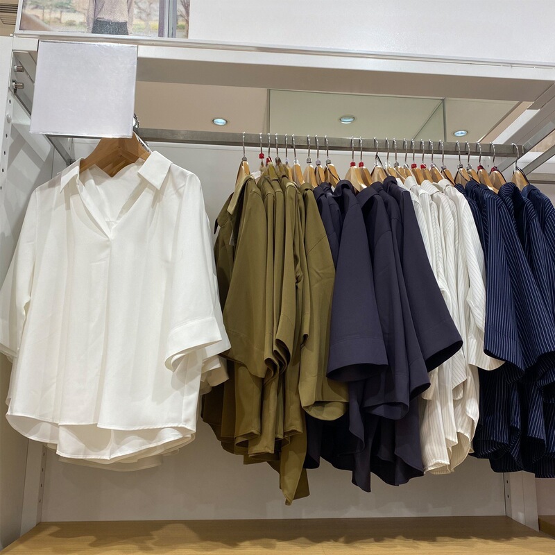 Fitting Room Women's Clothing Fancy Half-Open Collar Shirt/Quarter Sleeve Stripesd Shirt Air-Conditioning Shirt New Style/479073