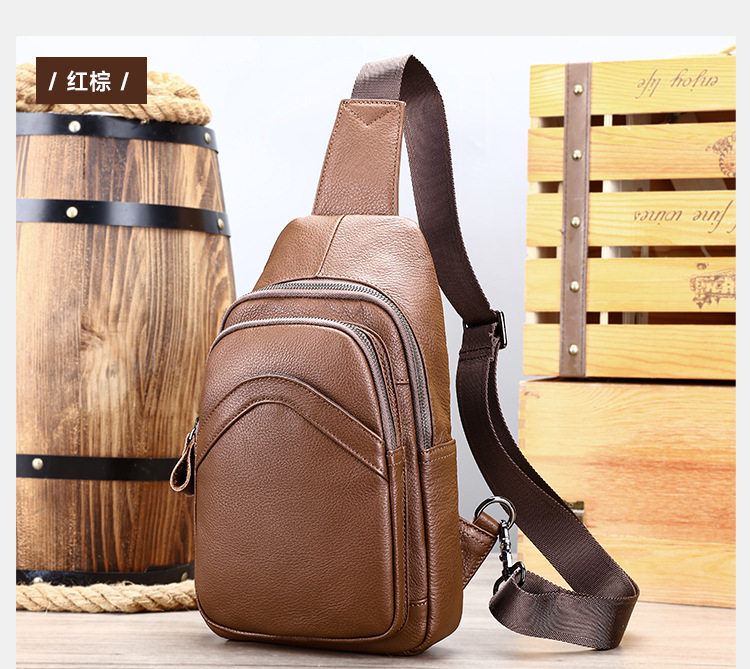 Túi đeo chéo nam da bò thật kiểu mới, túi đeo trước ngực đa ngăn 17×5×30,5 cm — Cà phê nâu, cỡ nhỏ, Đen, Nhỏ, Màu đen, 707 màu đen chi tiết 20
