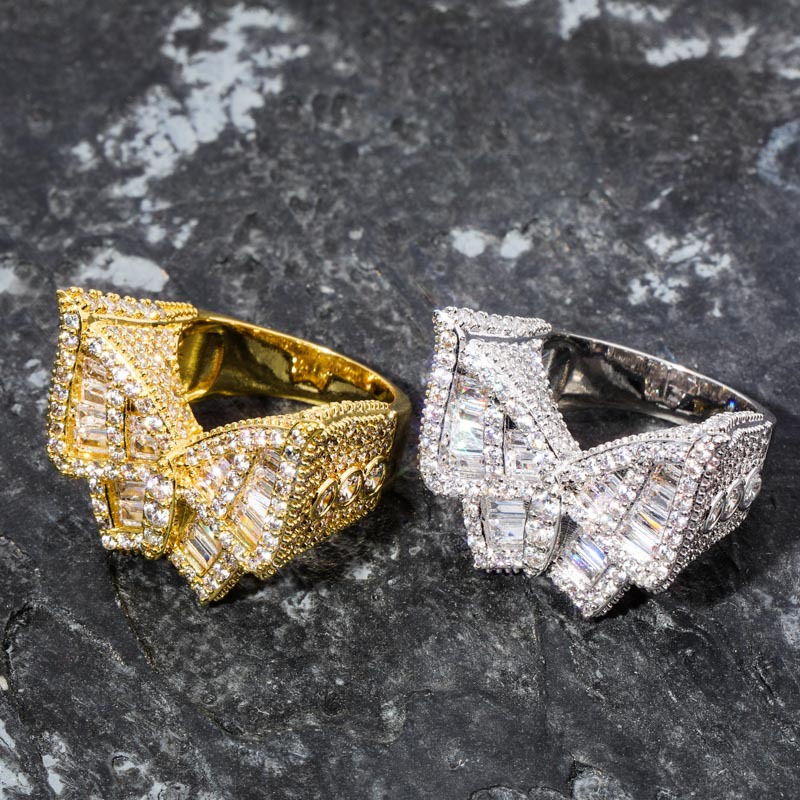 copper ring with butterfly hip-hop style with zircon