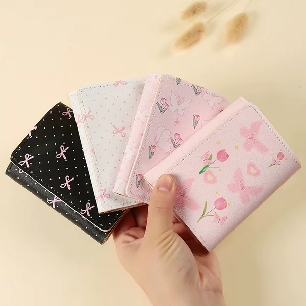 Foreign Trade Explosions Butterfly Japanese and Korean-style Short Small Fresh Three-fold Wallet Small Multifunctional Coin Purse Certificate Card Bag