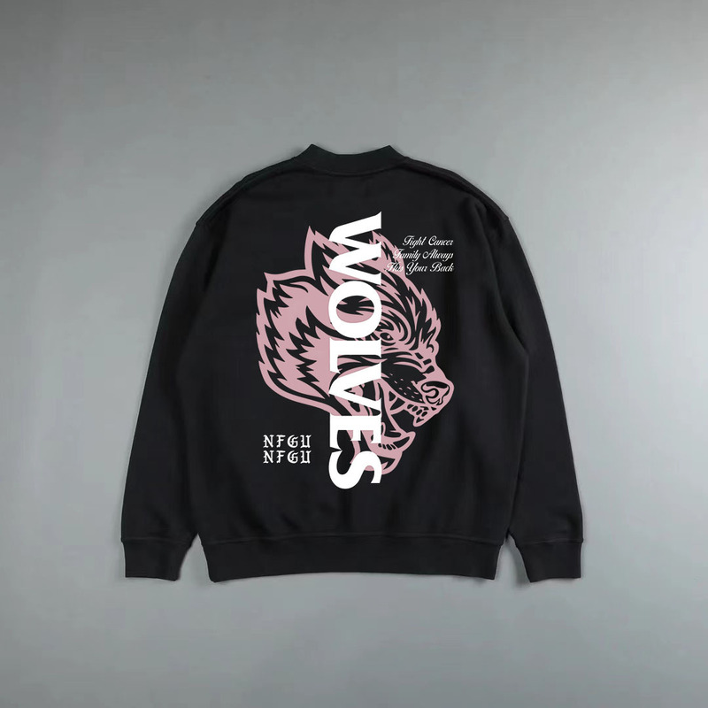 Darc Retro Wolf Head Letter Print American Couple Sweatshirt Men's Trendy Fitness Fashion Round Neck Top Sports