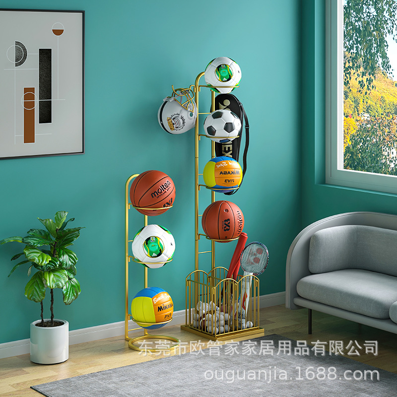 Sala de estar baloncesto rack de almacenamiento de múltiples capas estante de almacenamiento de piso de acero al carbono voleibol Fútbol estante de almacenamiento de juguetes para niños en stock