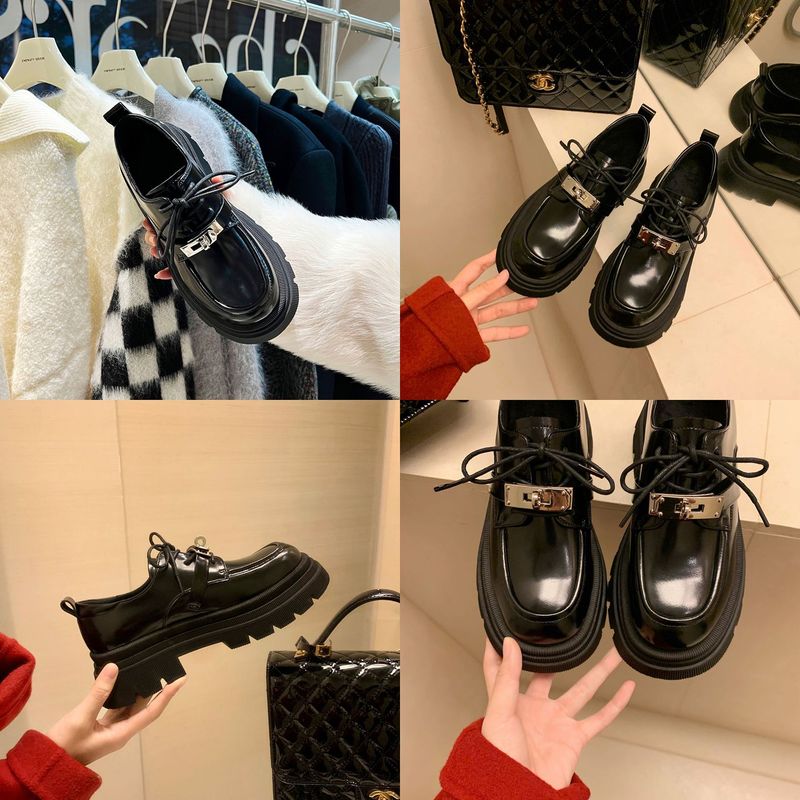 小柄な女性向けの英国風レースアップシューズ、厚底プラットフォーム、厚底ソール、カレッジスタイル、レトロローファー、レディースレザーシューズ、春秋|undefined