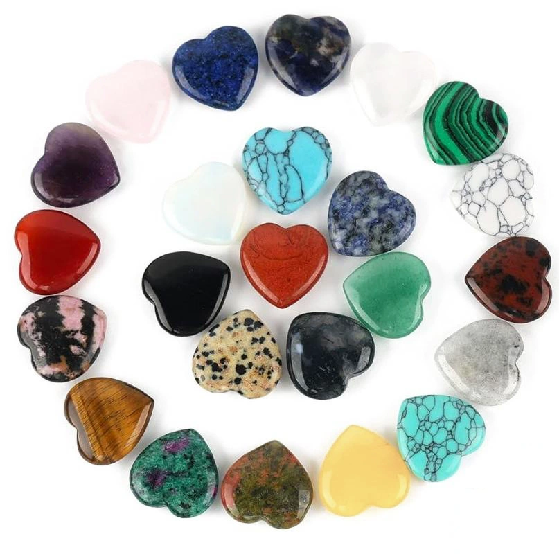 24pcs трансграничный натуральный кристалл 20mm в форме сердца любви натуральный камень украшения драгоценные камни оптом хрустальные украшения